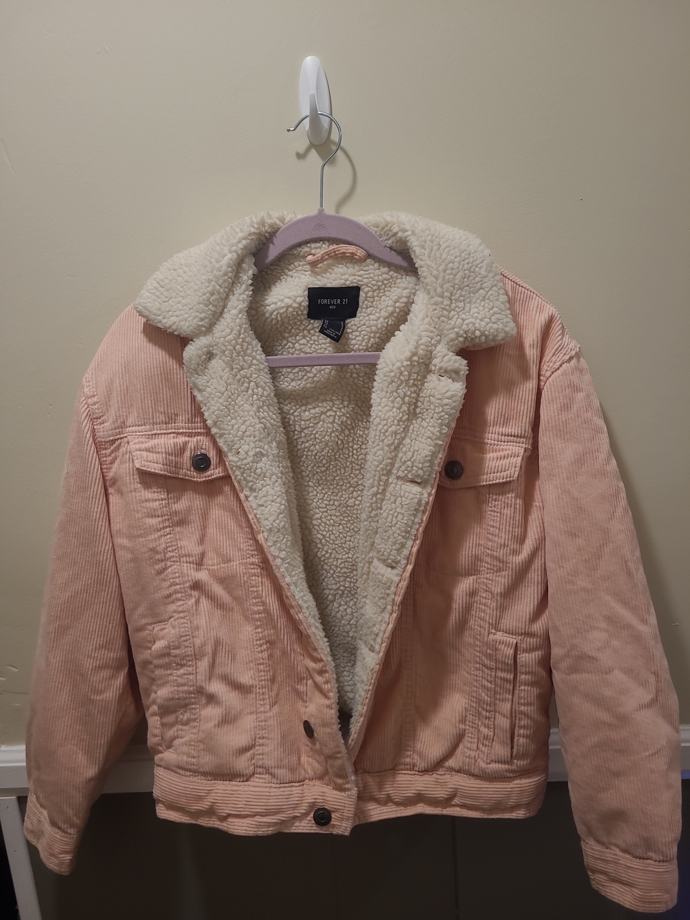 Forever 21 Pink Corduroy Sherpa-Lined Jacket